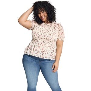 TORRID Chiffon Ruffle Mock Neck Smocked Crop Top Size 6